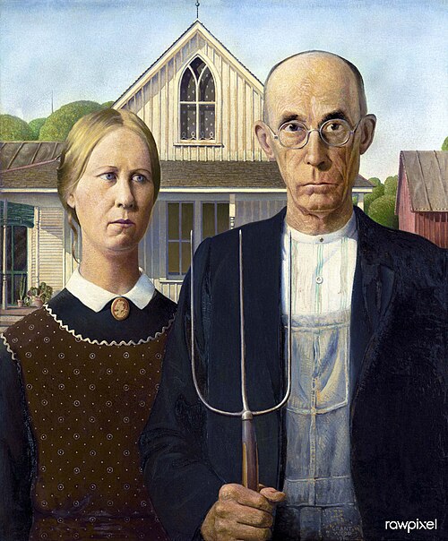 Grant Wood's American Gothic (1930) famous painting